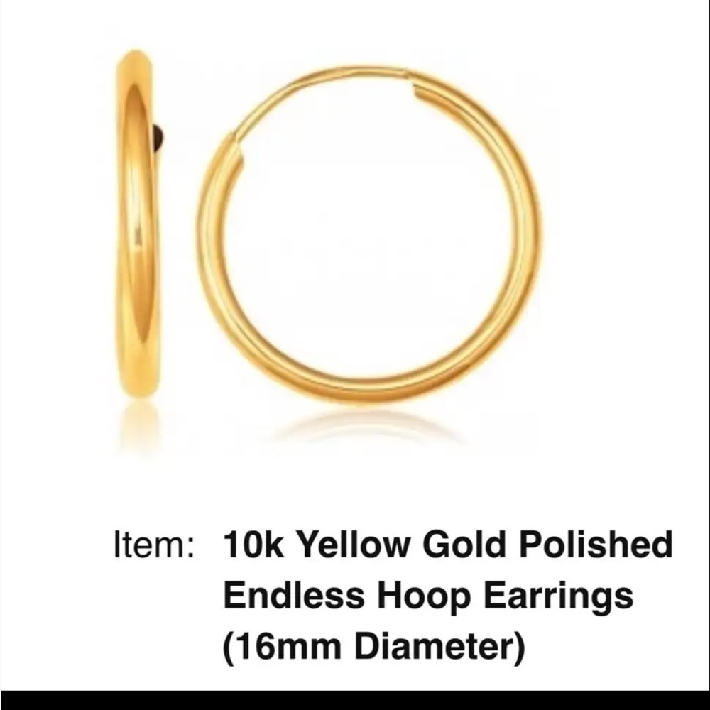 NWT- real 10k yellow gold hoop earrings
